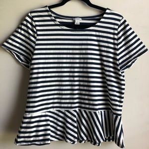 J. Crew Navy & White Strip Peplum Top